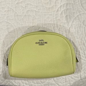 Coach Dome Cosmetic Case in Pale Lime Crossgrain leather